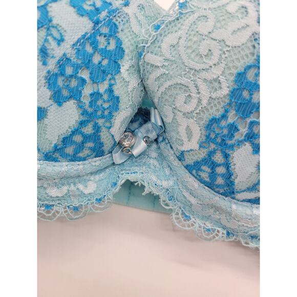 NWT Manjieer Turquoise Floral Lace Full Coverage Underwire T-Shirt Bra B75 - Picture 5 of 8